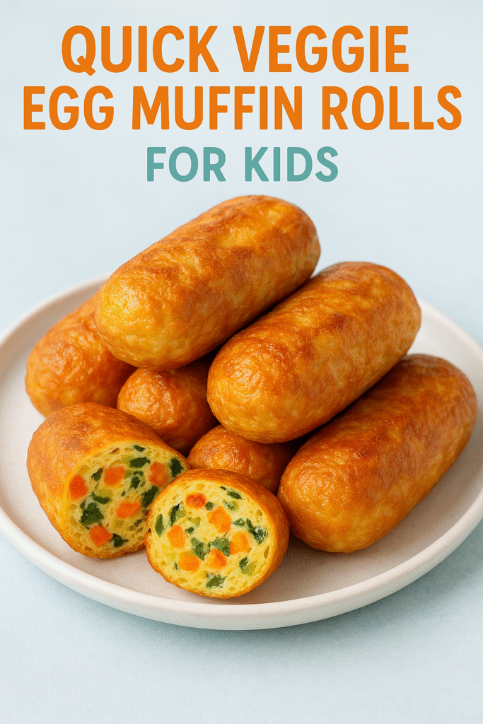 White Plate full of Veggie Egg Muffin Rolls