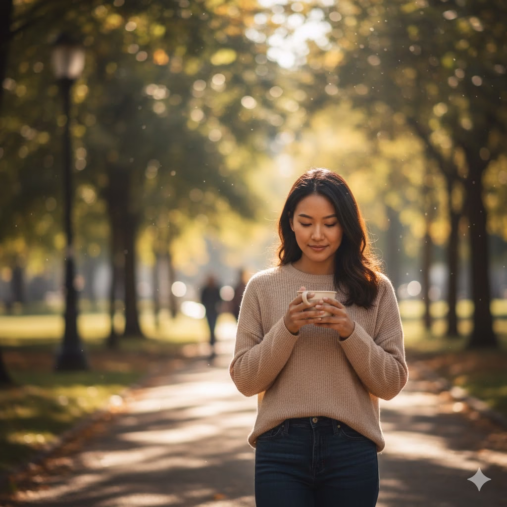 A winding path gracefully ascends a vibrant green mountain under a radiant sunset, symbolizing the journey and future vision of creating a Truly Fulfilling Life.